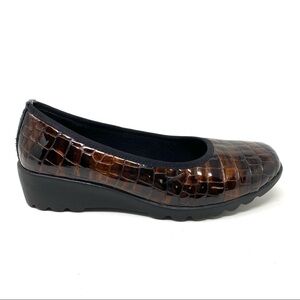Josef Seibel Dark Brown Croc-Patterned Wedge Heels